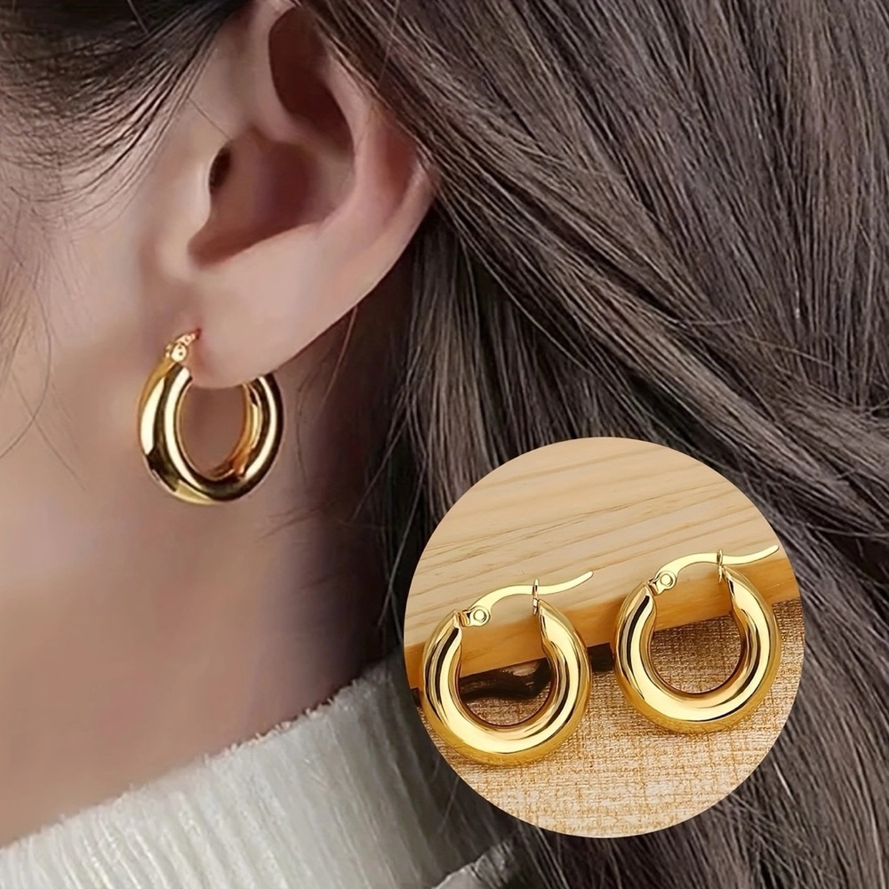 Fashion Jewelry Shiny Gold Hoop Earrings
